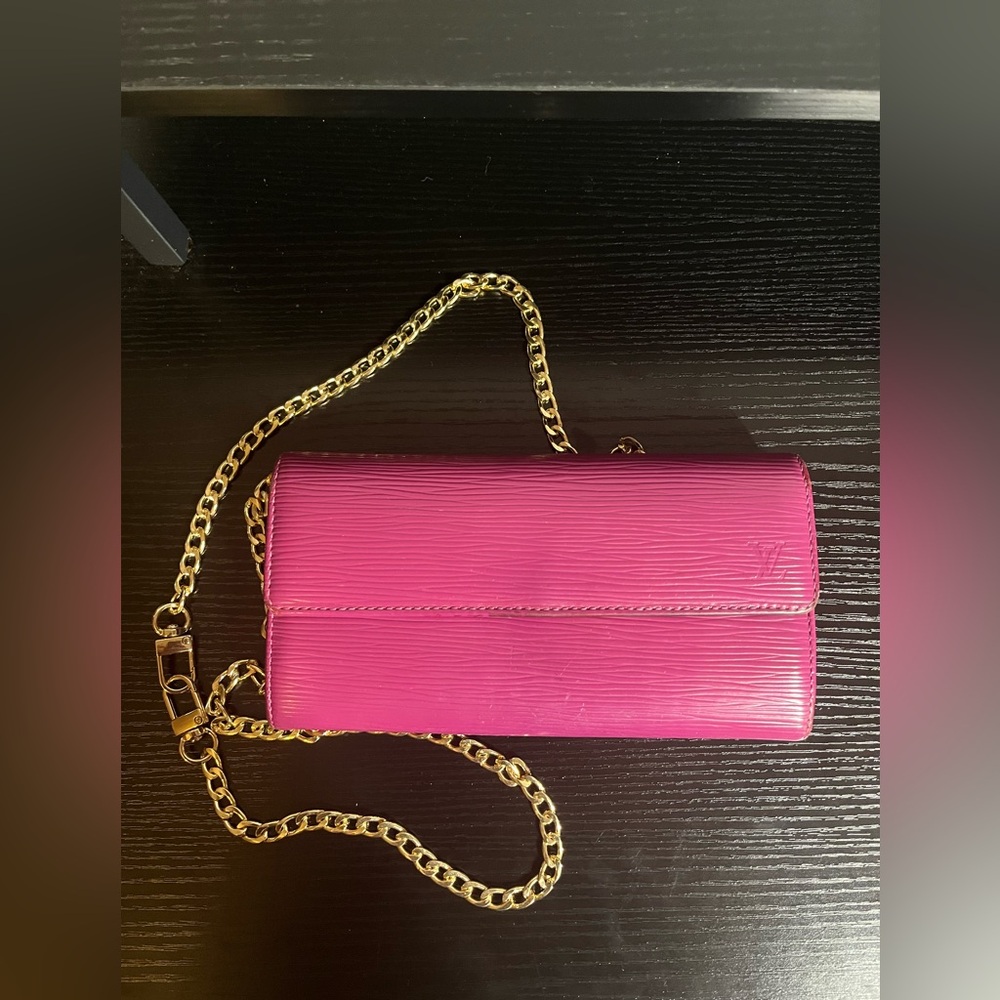 Louis Vuitton Pink Epi Leather Chain Wallet